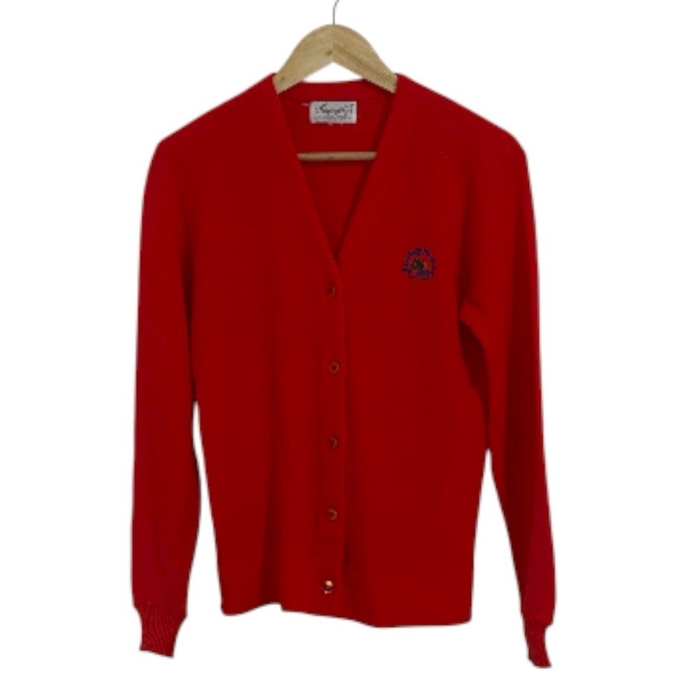 Haymaker Vintage Red Cardigan, Heritage Harbour Crest, Small